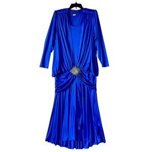 Jovani Vintage Dress Drop Waist Midi Beaded Glam